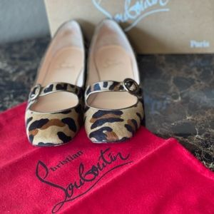Christian Louboutin red bottom cheetah print flats. Women’s size 10 1/2